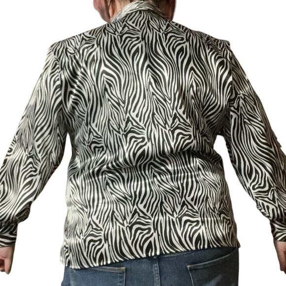 Notations Vintage Womens Zebra Print Long Sleeve Button Down Blouse Size 16 - Picture 2 of 8